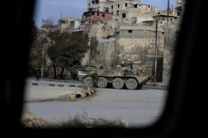 Russian soldiers stand near a military vehicle in Aleppo, Syria January 30, 2017. REUTERS/Ali Hashisho