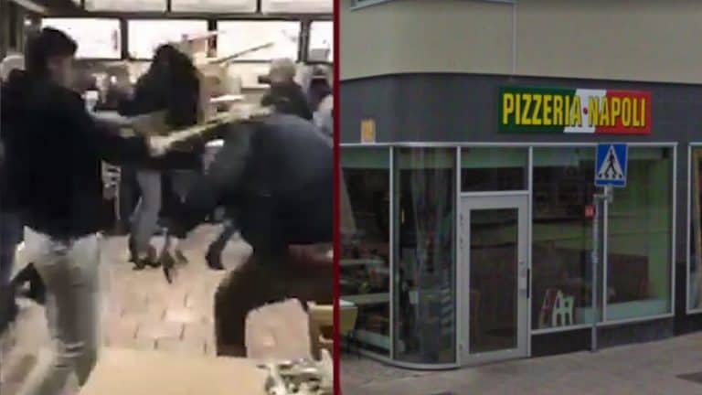 W Szwecji imigranci muzułmańscy zdemolowali pizzerię i brutalnie pobili jej klientów /film/