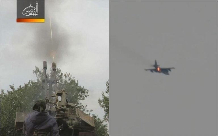 W Syrii zestrzelono rosyjski samolot Su-25 /filmy i zdjęcia/