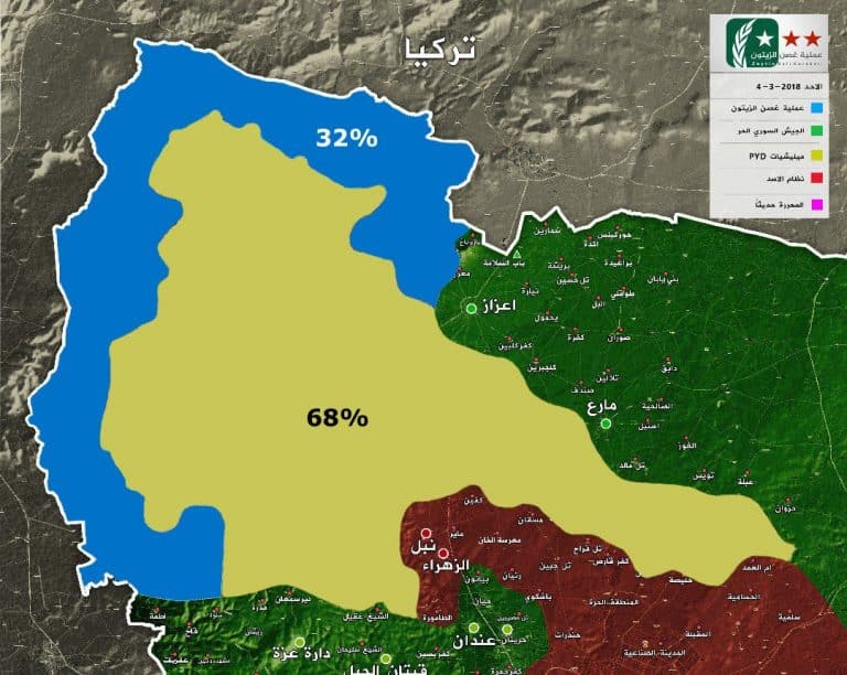Kurczy się obszar będący pod kontrolą Kurdów w kantonie Afrin