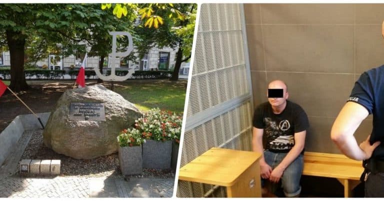 Aresztowano Białorusina, który podeptał polską flagę oraz rzucił ją psom