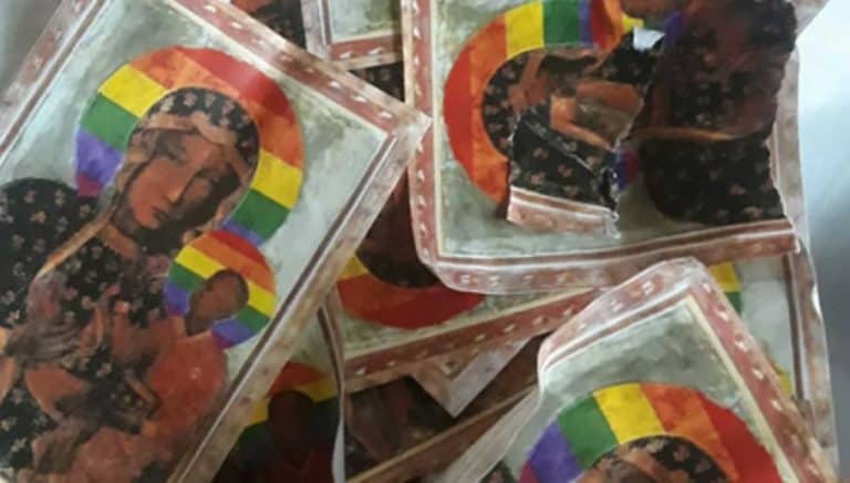 Kolejne profanacje – wizerunki Matki Boskiej z tęczą na klasztornych murach