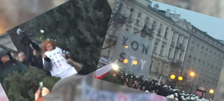 KOD próbował zakłócić przemarsz patriotów. Policja zatrzymała prowokatorów i usunęła ich transparenty
