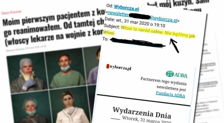 GW w beszczelny sposób drwi z Włochów nazywając ich „osłami”