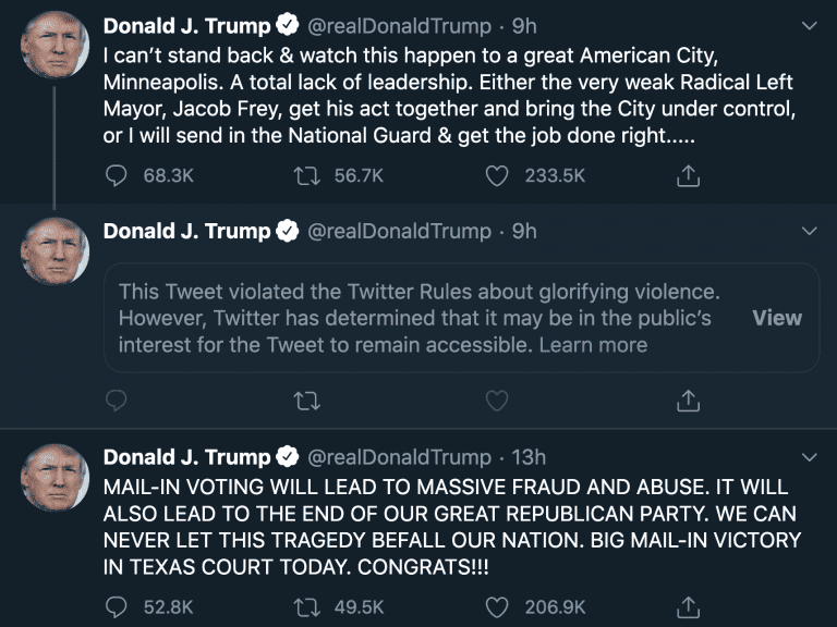 Twitter cenzuruje Donalda Trumpa w sprawie zamieszek w Minneapolis