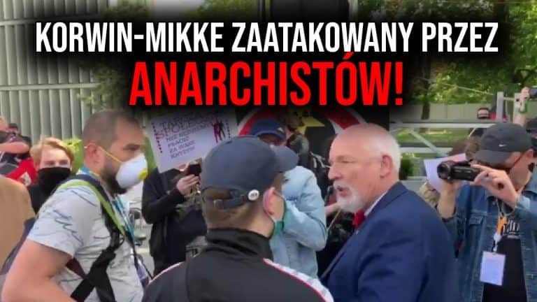 Korwin-Mikke zaatakowany pod Sejmem przez anarchistów
