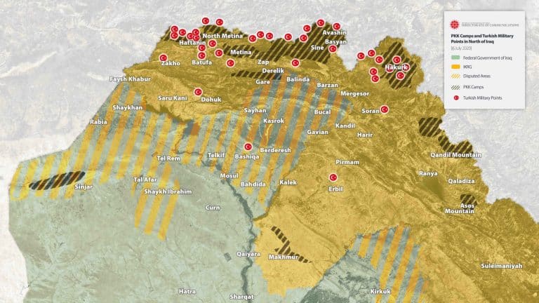 Władze tureckie udostępniły mapę Iraku z naniesionymi stanowiskami wojsk tureckich