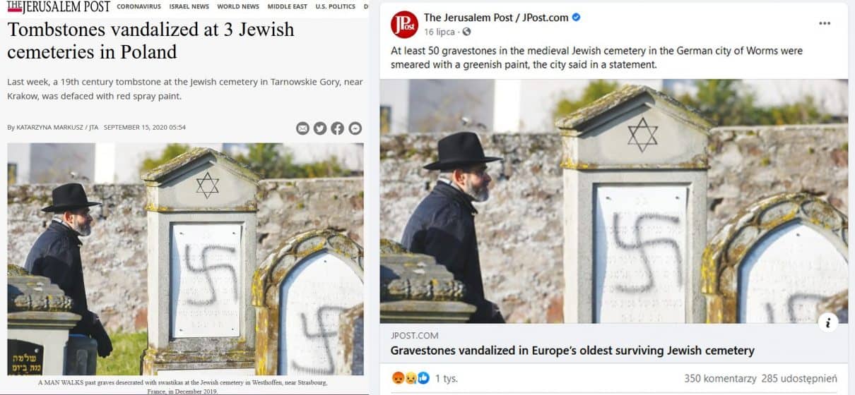„Jerusalem Post” pisze o rzekomym polskim antysemityzmie opatrując artykuł… zdjęciami z Francji