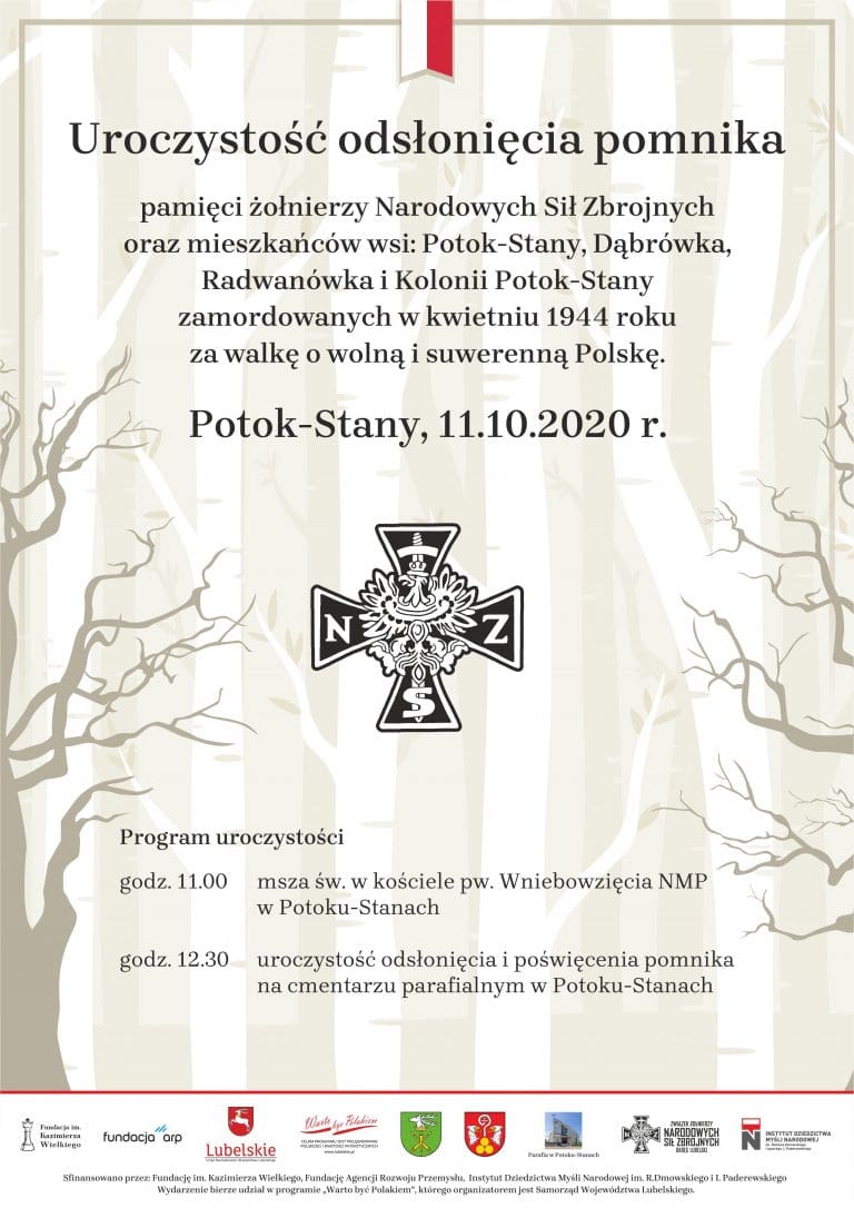 Uroczystości odsłonięcia pomnika zamordowanych przez komunistów polskich patriotów w Potoku-Stany