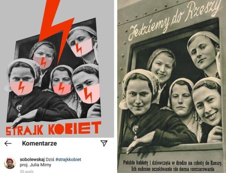 Strajk Kobiet sięgnął po nazistowski plakat propagandowy