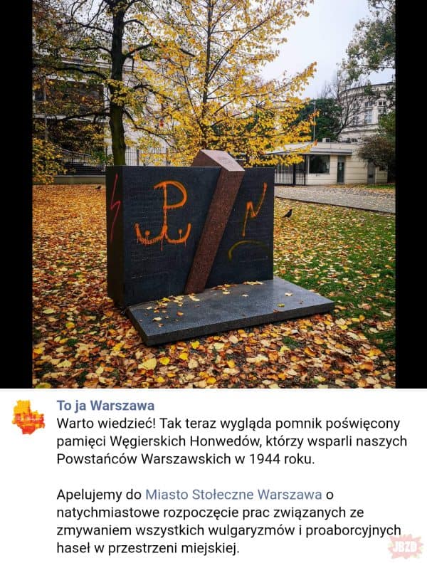 Lewacka swołocz zdewastowała pomnik poświęcony pamięci Węgierskich Honwedów