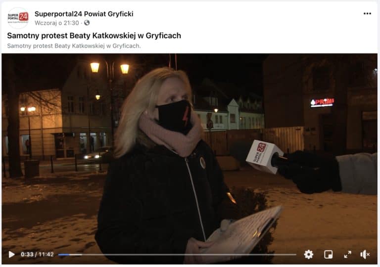 Jest moc ! Demonstracja Strajku Kobiet w Gryficach zgromadziła… jedną osobę