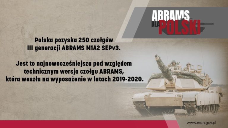 Polska kupi 250 najnowocześniejszych czołgów M1A2 ABRAMS SEPv3