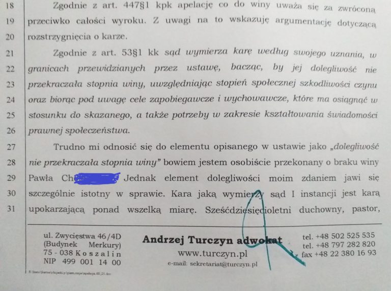 Upadek zawodu prawniczego na przykładzie sprawy „pastora” Pawła Ch.