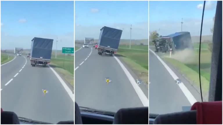 Na Dolnym Śląsku silny podmuch wiatru wywrócił samochód dostawczy. Kierowca nie żyje