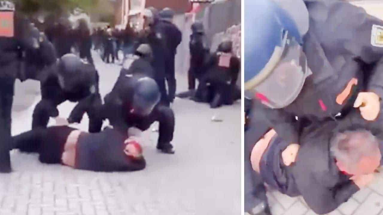 Brutalna interwencja niemieckiej policji /film/