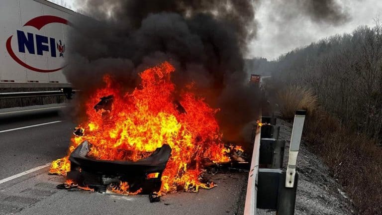 Strażacy nie potrafili ugasić płonącej Tesli. Paliła się dwie godziny