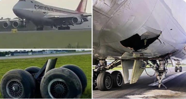 Awaryjne lądowanie Jumbo Jeta w Luksemburgu. Odpadło podwozie /film/