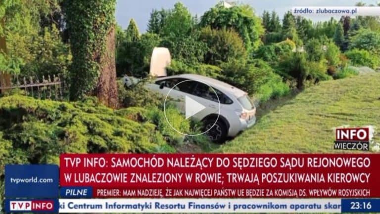 Subaru w rowie, kierowca uciekł. Samochód należy do sędziego z Iustitii?
