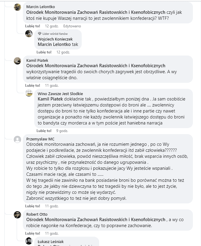 Obrzydliwe wpisy OMZRiK na temat egzekucji w Poznaniu