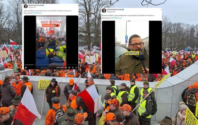 Zdemaskowano rządowego prowokatora z protestu rolników