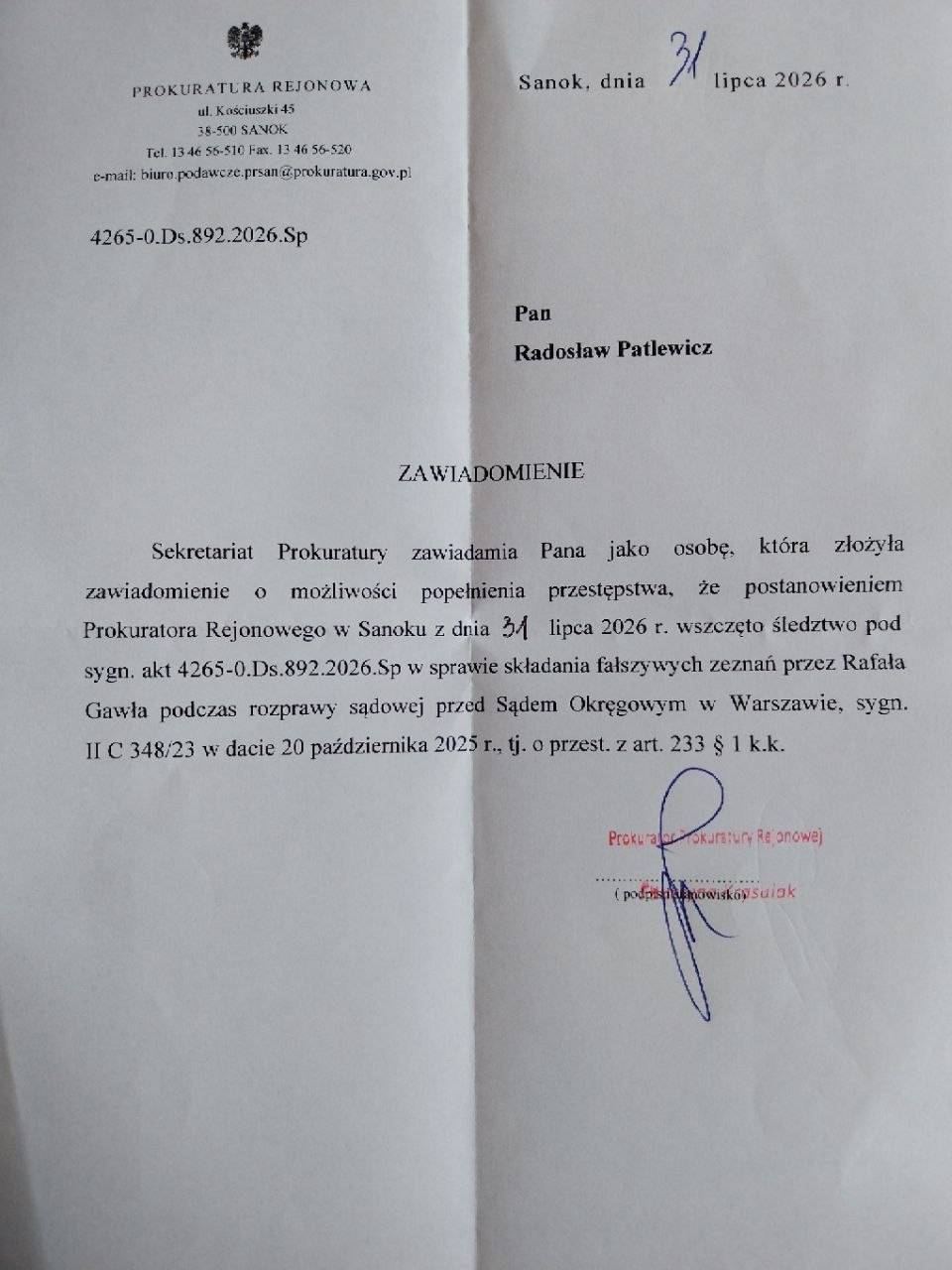 Nowe problemy przestępcy Gawła z OMZRiK